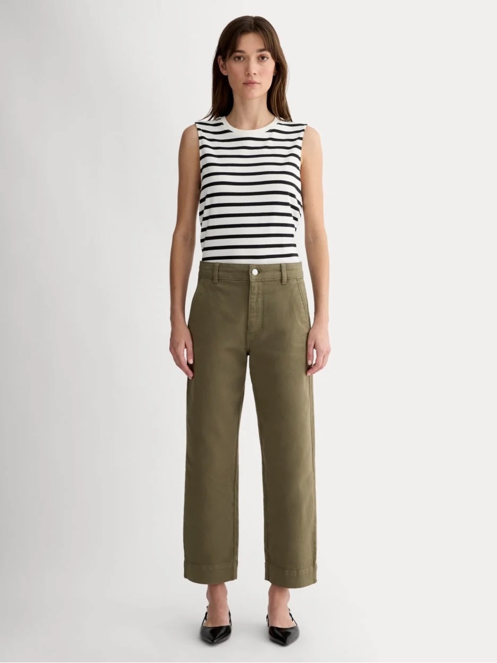 Everlane The Utility Straight-Leg Pant Kalamata Size 2R Organic Cotton NWOT